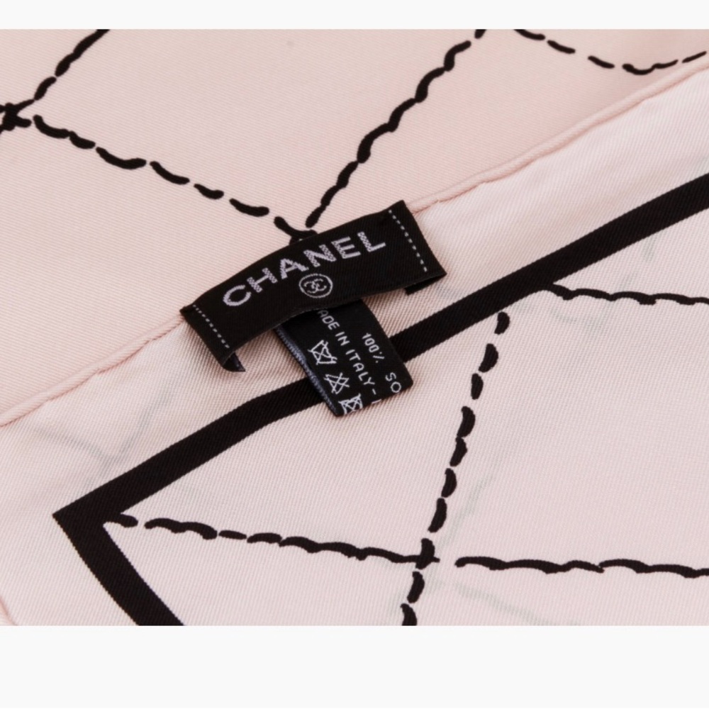 Chanel Soft Pink and Black Geometric Scarf Chanel